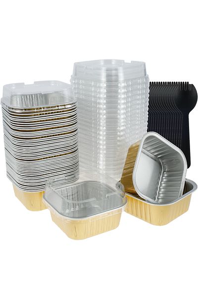 Choice Set A 150pcs Aluminum Foil Cupcake Cups Non-stick Foil Baking Cups 150ml Square Ramekin Pudding Dess