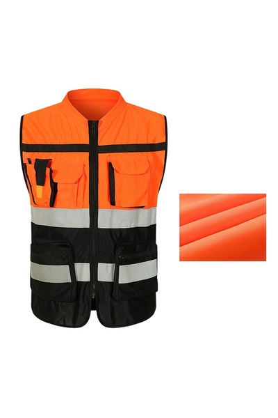 Choice سترة برتقالية عالية السطوع للجنسين، ملابس عمل قابلة للتنفس، ملابس واقية متعددة الجيوب، ملابس أمان