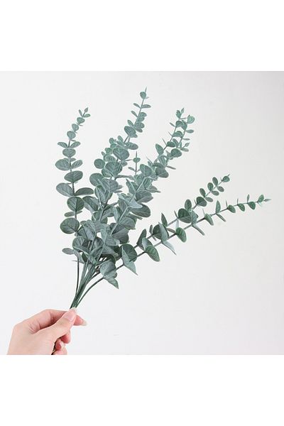 Choice 10pcs Grey Green 10pc 38cm Artificial Plants Eucalyptus Leaves Green Leaf Branches Flowers Wreath Di