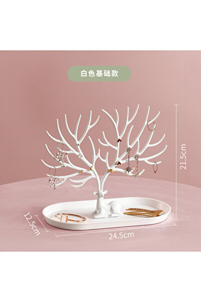 Choice حامل عرض مجوهرات من قرون الأيل البيضاء، رفوف تخزين الأشجار، أقراط، قلا...