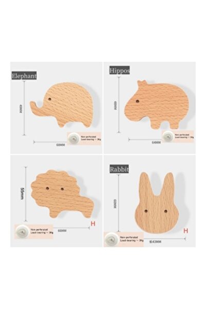 Choice مجموعة من 3 خطافات خشبية لطيفة على الحائط لغرفة الأطفال على شكل حيوان ...