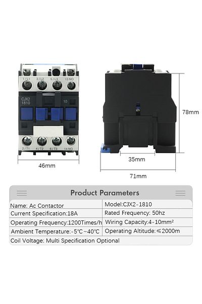 EARUELETRIC Ac 220v Cjx2-1810 Lc1 Ac Contactor 18a 3 Phase 3-pole No Coil Voltage 380v 220v 110v 36v 24v 50/60hz