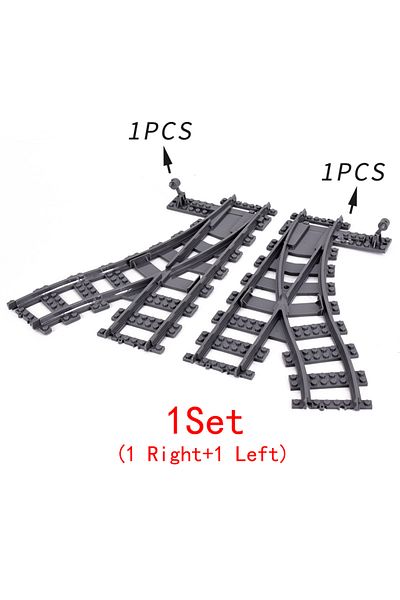 Choice Switching Tracks City Trains Flexible Tracks Forked Straight Curved Soft Rails Track Switch Building