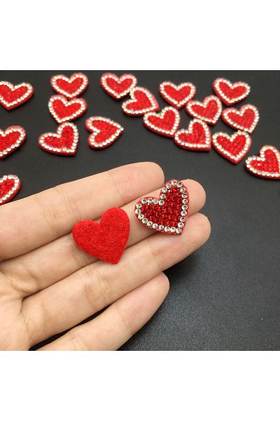 Change Tutto Hearth 50pcs 20*19mm Colorful Padded Heart For Clothing Heart Patches Rhinestone Diy Headwear Hair C