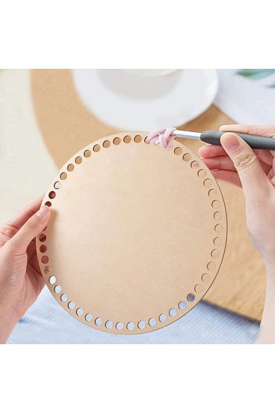Choice 2Pcs Natural Wooden Basket Bottoms Hollow Crochet Basket Wood Base For Bag Basket Weaving Craft S...