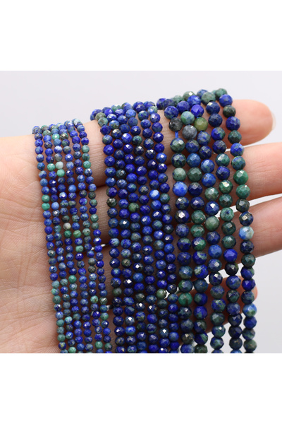 Choice خرز فضفاض من حجر اللازورد الطبيعي بقطر 2 مم، مصنوع من خرز اللازورد الك...