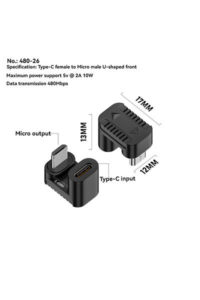 Choice محول USB 2.0 من النوع C أنثى إلى Micro ذكر 26cftmuzm لواجهة الميكروفون بسرعة نقل بيانات 480 ميجابت في الثانية