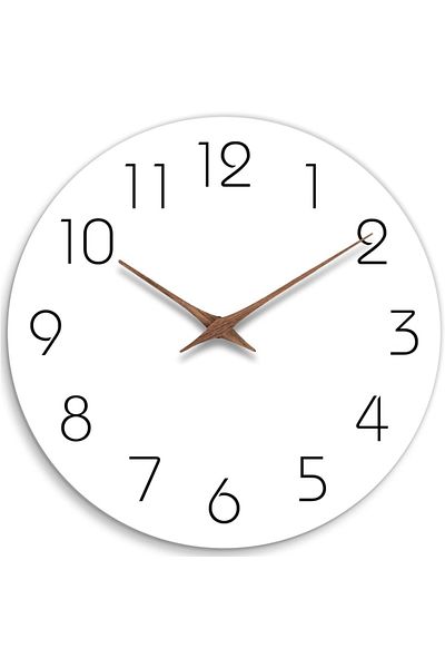 Choice 10 inch White Wall Clock 12 Inch Silent Non Ticking Wood Wall Clocks Battery Operated Wooden White M