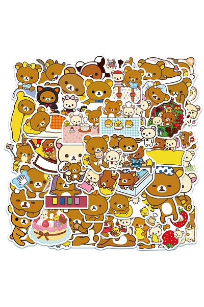 Choice 50pcs Kawaii Rilakkuma Bear Cute Cartoon Stickers For Guitar DIY TOY Bicycle Skateboard Laptop Lu...