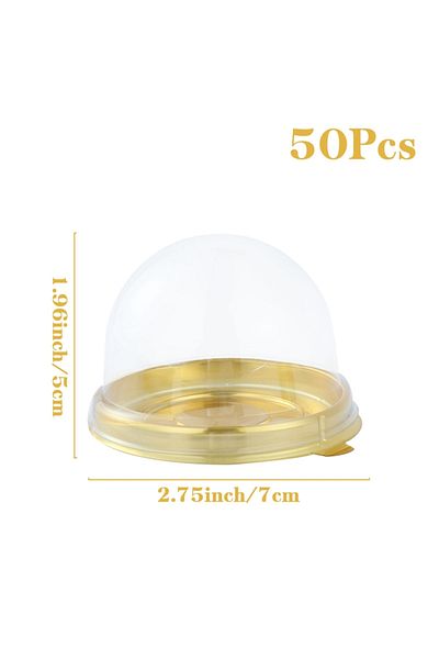 Choice Other Gold 50pcs Transparent Cake Box Container Transparent Cupcake Dome Pastry Baking Packaging Box