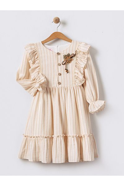 Tivido Rochie cu mâneci lungi în dungi cu accesorii