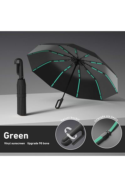 Choice Metal-fiber Composite 10k 33lvxianxzhei 1 Handle Fully Automatic Folding Umbrella With Buckle, Easy