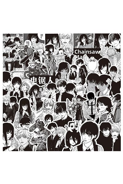 Choice 75pcs 10/30/75pcs Black And White Chainsaw Man Stickers Anime Decals Cool Diy Skateboard Laptop Phon