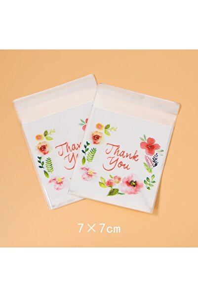 Choice 7x7 سم 100 قطعة زهور ملونة شكرًا لك أكياس بلاستيكية ذاتية اللصق لعرض ا...