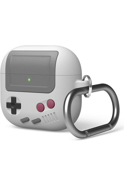 Choice For Airpod 4 Light Grey Silicone Headphone Cover With Keychain Games Console Cover Dustproof Gamepad