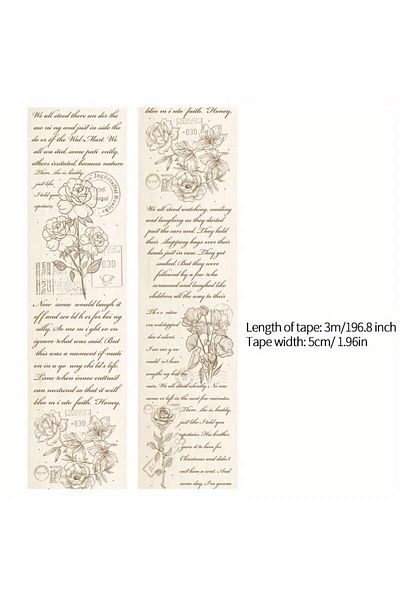 Choice C 1roll Vintage Poems Ticket Letters Plants Washi Tape Decorative Adhesive Tape Decora Diy Scrapboo.