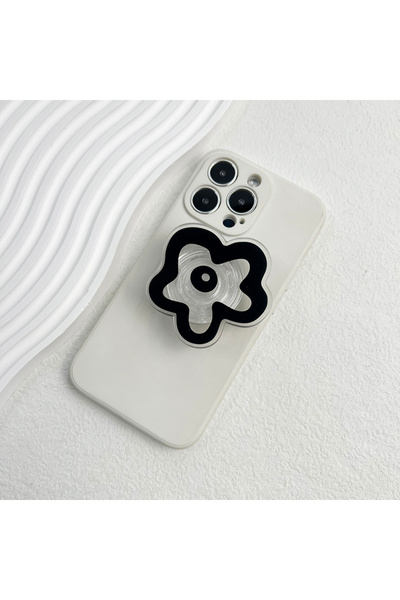 Choice حامل هاتف محمول على شكل زهرة أكريليك بلون سادة أسود 4 مم، حامل سطح مكت...