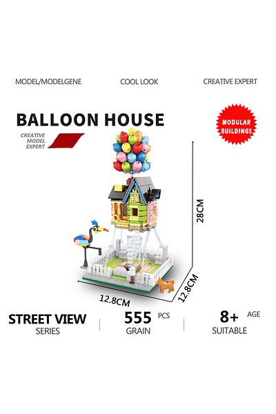 yangkili Balloon House Street View Flying House Worldwide Building Blocks Moc Creative Expert City Model Seri