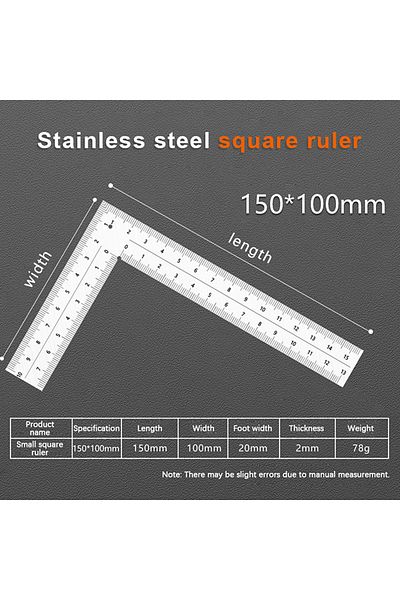 Choice A2 Mini Framing Ruler Measuring Layout Tool Stainless Steel Square Right Angle Ruler Precision For B