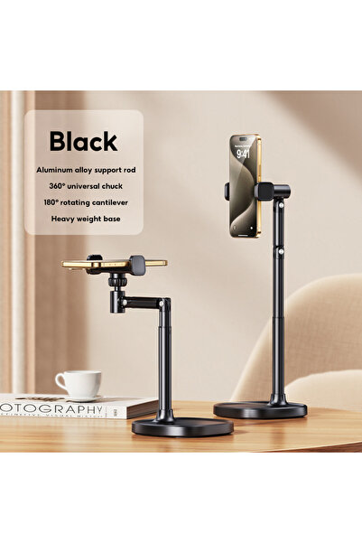 Choice حامل هاتف سطح المكتب من موزاو باللون الأسود للبث المباشر، قابل للتعديل...