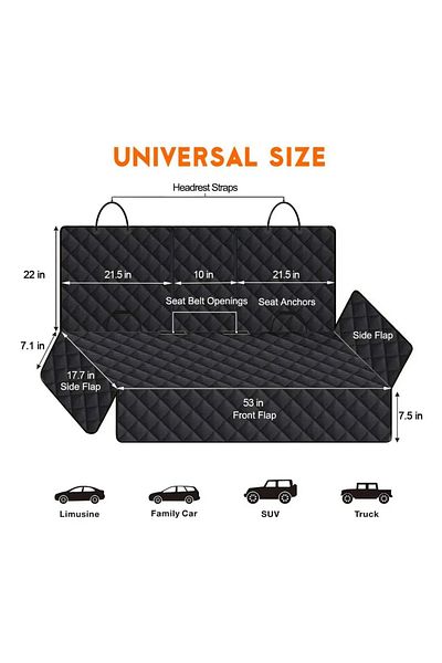 Choice Black Dog Car Rear Seat Protective Cover Waterproof Dirt Resistant Pet Seat Cover Black Shoulder Str
