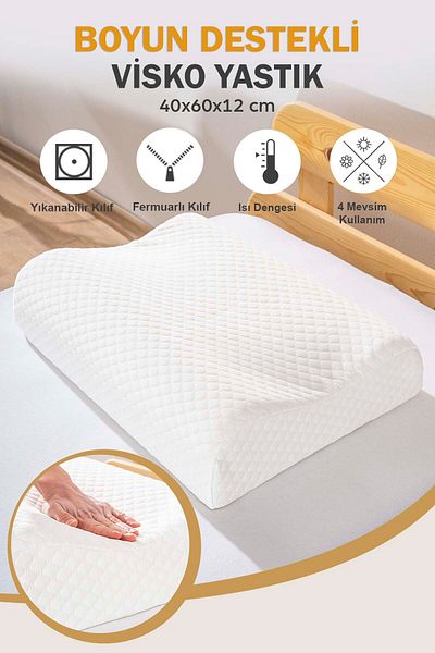 Rivaİstanbul Valessa Viscon Orthopedic Pillow Large Size 40X60X12 cm