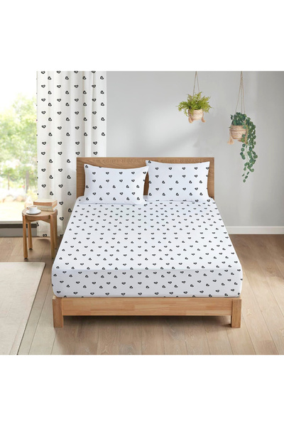 Evmila Set cearșafuri duble cu model de inimă 160x200 cm