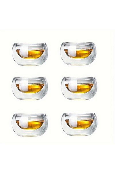 Choice 50ml 6 Cups 4/6pcs 50ml Shot Glass Teacups Double Wall Glasses Tea Cups Exquisite Kung Fu Drinkware