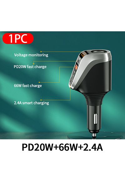 Choice شاحن سيارة Seametal Type C بقدرة 66 وات بمنفذ Qc3.0 وشاحن هاتف سريع الشحن من نوع USB 12 فولت/24 فولت عالمي