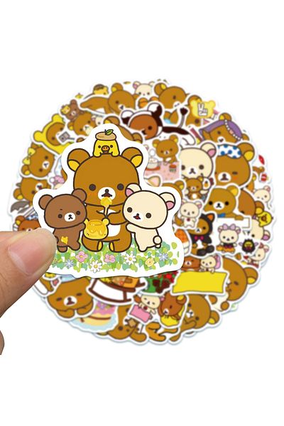 Choice 50pcs Kawaii Rilakkuma Bear Cute Cartoon Stickers For Guitar DIY TOY Bicycle Skateboard Laptop Lu...