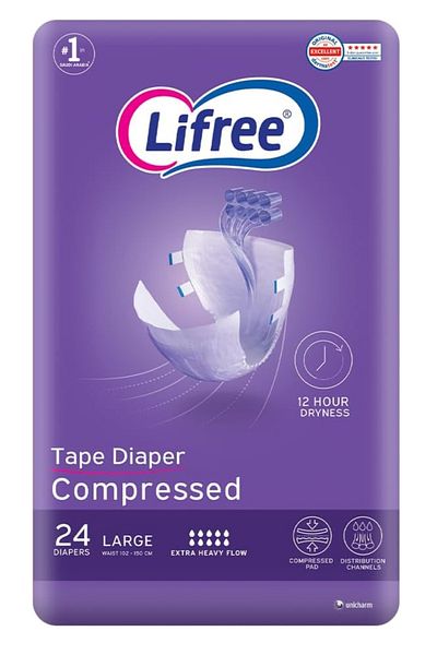 Lifree Lifree Adult Diapers with Super Absorbent Tape, Large - 20+4 Diapers