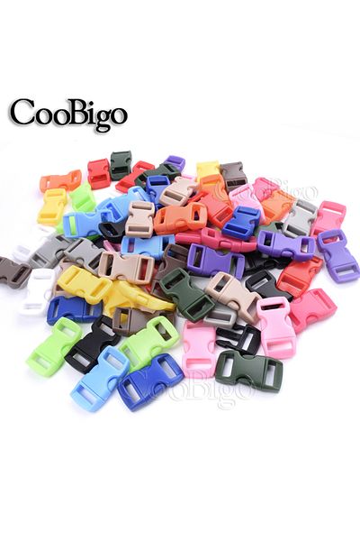 Choice Mixed Color 20pcs 3/8" Plastic Side Release Buckle Paracord Bracelet Clip For Pet Collar Strap Backp