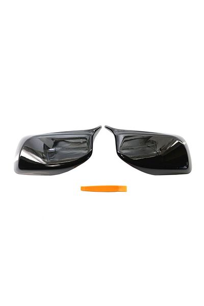 Choice Black One Pair Carbon Fiber Look Black Rearview Side Mirror Cover Caps For Bmw 5 Series E60 E61 E63