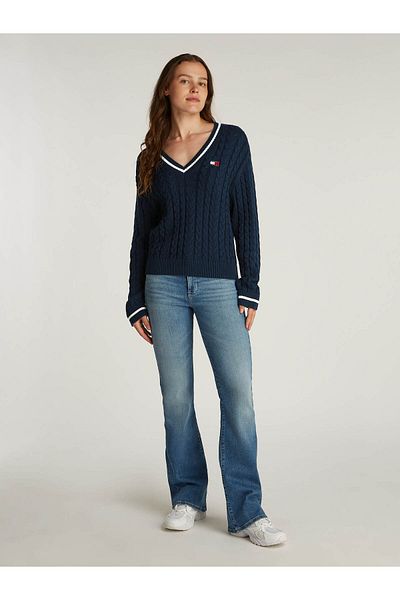Tommy Hilfiger Svetr Tjw Badge Cable s výstřihem do V