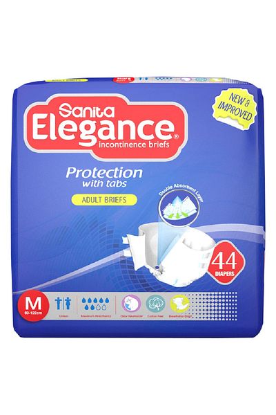 Sanita Elegance Sanita Elegance Adult Diapers, Double Absorbency Layer, Medium - 44 Pieces