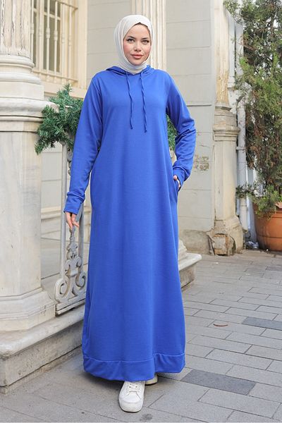 Bestenur Φόρεμα με κουκούλα Almila - Saks Blue 657