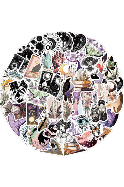 Choice Witchy - 50 قطعة 50 قطعة من ملصقات Witchy السحرية الجمالية للبالغين المصنوعة من الفينيل المقاوم للماء لزجاجة المياه والكمبيوتر المحمول