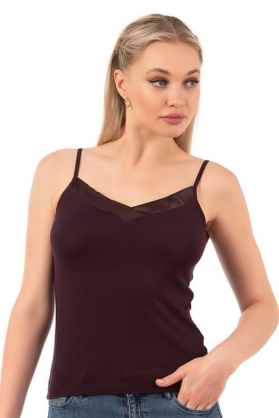 ÖZKAN underwear Özkan 2040 Țesătură premium pentru femei, viscoză, satin, guler, flexibil, confortabil, curea subțire, atlet