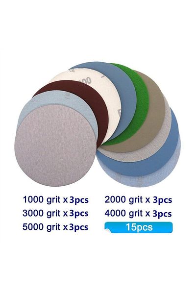 Choice 15PCS 5 Inch Wet Dry Sanding Discs Assorted 3000-5000 Grit Sandpaper 125mm Compatible for Random ...