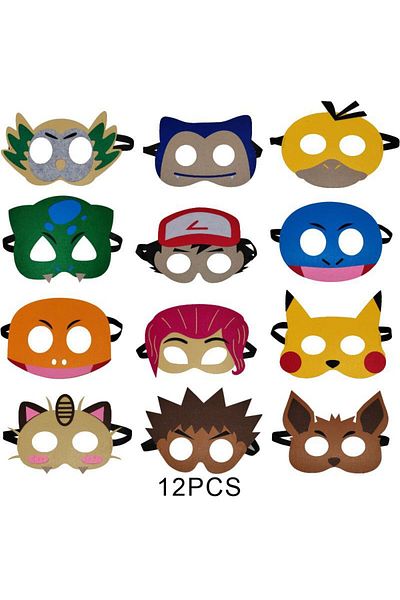 Choice Pokemon-mask-12pcs 12pcs Pokemon Felt Mask Anime Cosplay Pikachu Eevee Eye Mask Kids Birthday Party