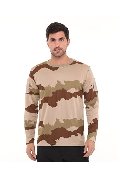SINGLE SWORD Crew Neck Long Sleeve Camouflage Pattern T-Shirt