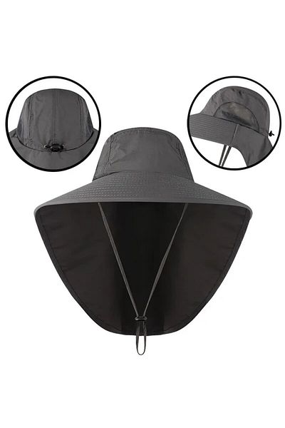 Choice Grey Wide Brim Baseball Hats For Women And Men Sun Defender Cooling Neck Guard Safari Cap For Hiking