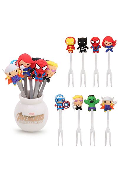 Choice Disney Marvel Avengers Cutlery Anime Figure Iron Man Spiderman Hulk Stainless Steel Silicone 8pcs...