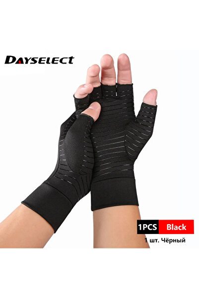Choice S Black 1Pair Copper Compression Arthritis Gloves Fingerless for Carpal Tunnel, RSI, Rheumatoid, Ten
