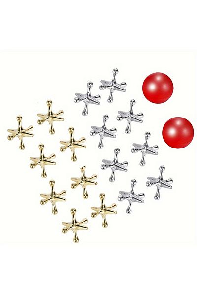 Choice 18pcs Classic Metal Jacks Set With 2 Balls - 18pc Retro Game, Durable, Enhances Coordination, Ideal