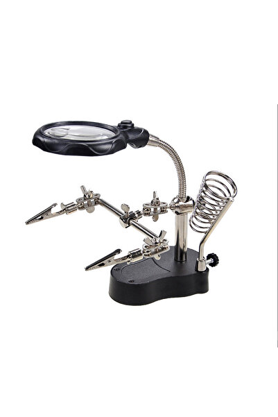 Choice محطة لحام سوداء مع مصباح وحامل مكواة لحام، ومشبك تعتيم 2 LED ومكبر لحام