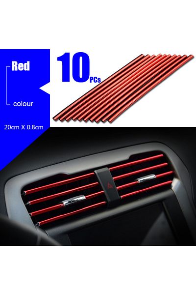 Choice Red 10pcs U-shaped Car Air Outlet Decorative Strip Chrome-plated Pvc Car Interior Styling Decor Clip