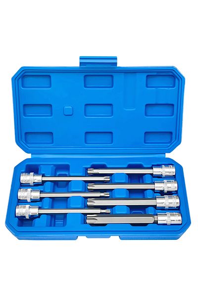 Choice Extra Long Torx Star Bit Socket Set 7 Piece T25-T60 CR-V and S2 Material 3/8" Drive 110mm Length