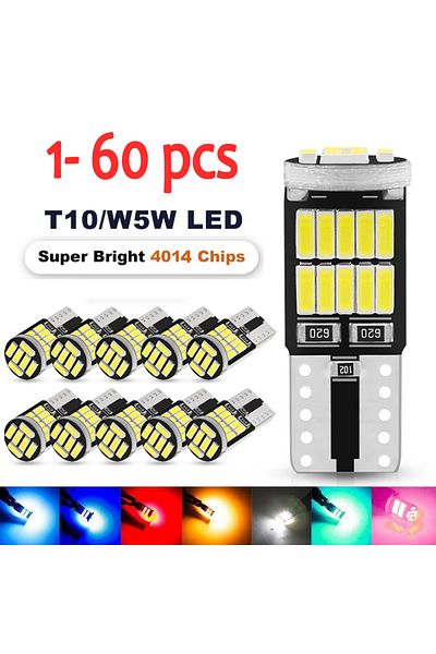 Choice 1-60 قطعة T10 W5W 194 501 Led Canbus لا يوجد خطأ ضوء داخلي للسيارة T10 26 SMD 4014 رقاقة أبيض نقي في...