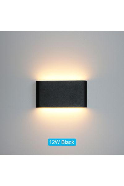 Choice Cool White(5500-7000K) 12W Black LED Outdoor Waterproof IP65 Wall Light Porch Garden Wall Lamp & Ind